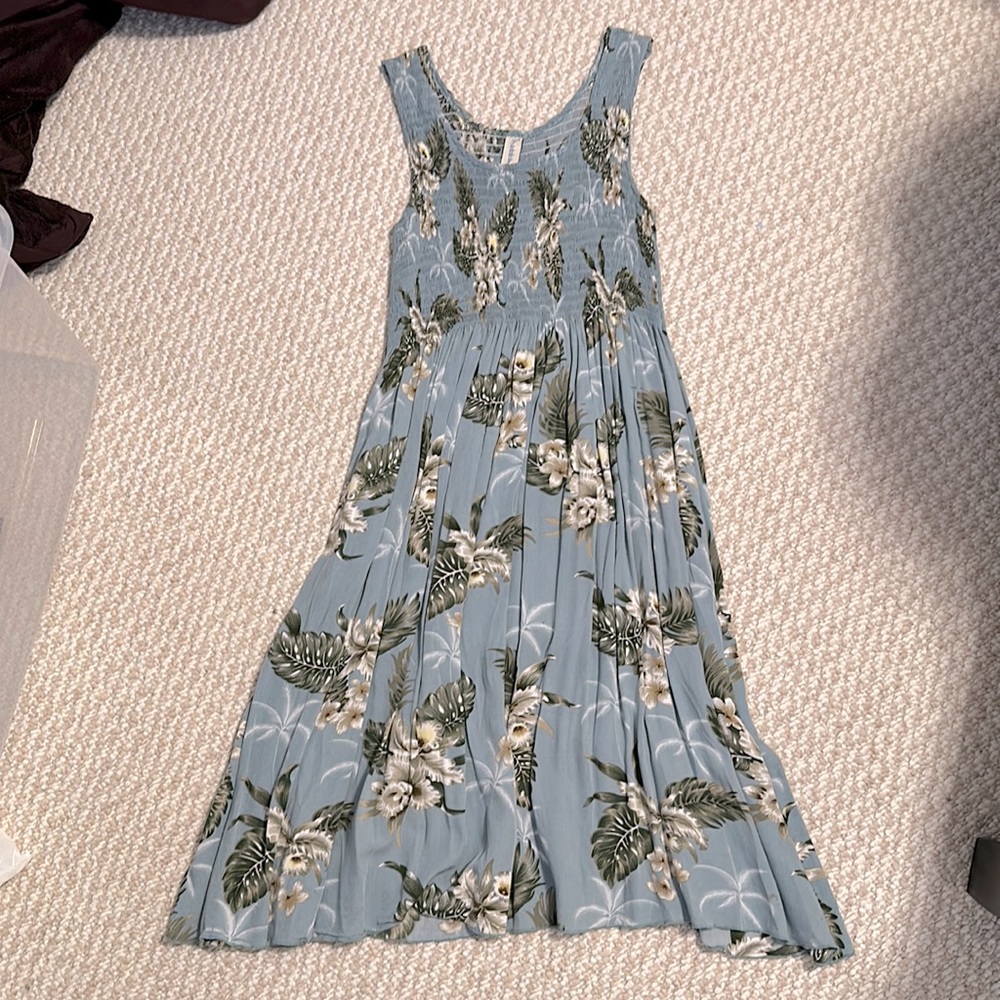 Teal flower Hawaiian dress